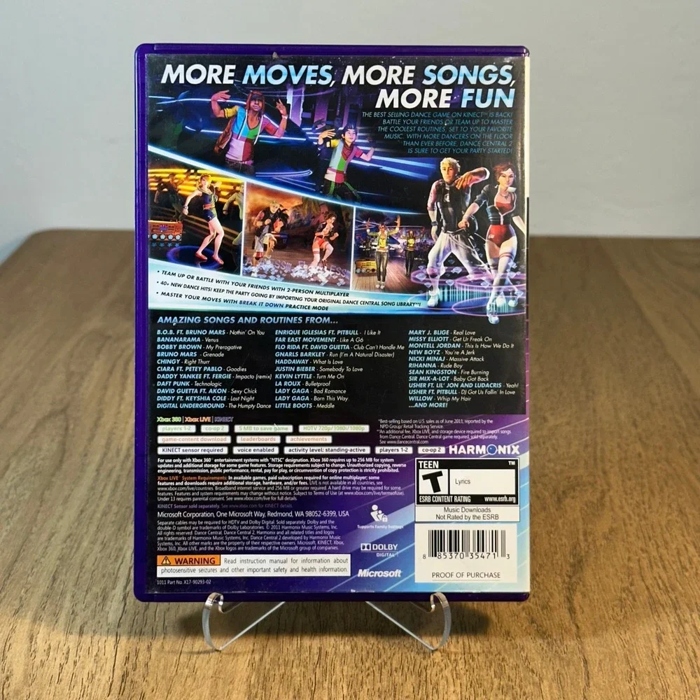 Microsoft Dance Central 2 Xbox 360 Purple Case and Manual Only No Game Good